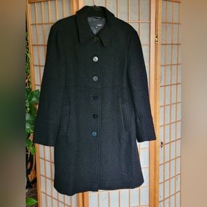Utex Black Wool Trench Coat Size 12P